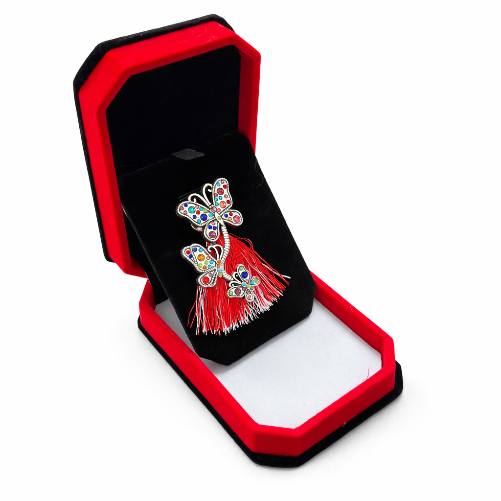 Brosa Fluture cu Strasuri Multicolore in Cutie de Catifea [0]