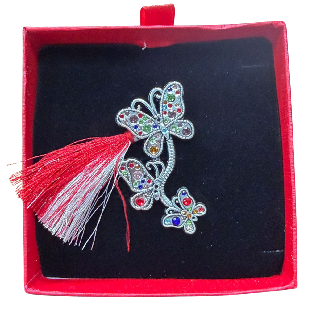 Brosa Fluture Martisor cu Strasuri Multicolore in Cutie Cadou Eleganta [1]