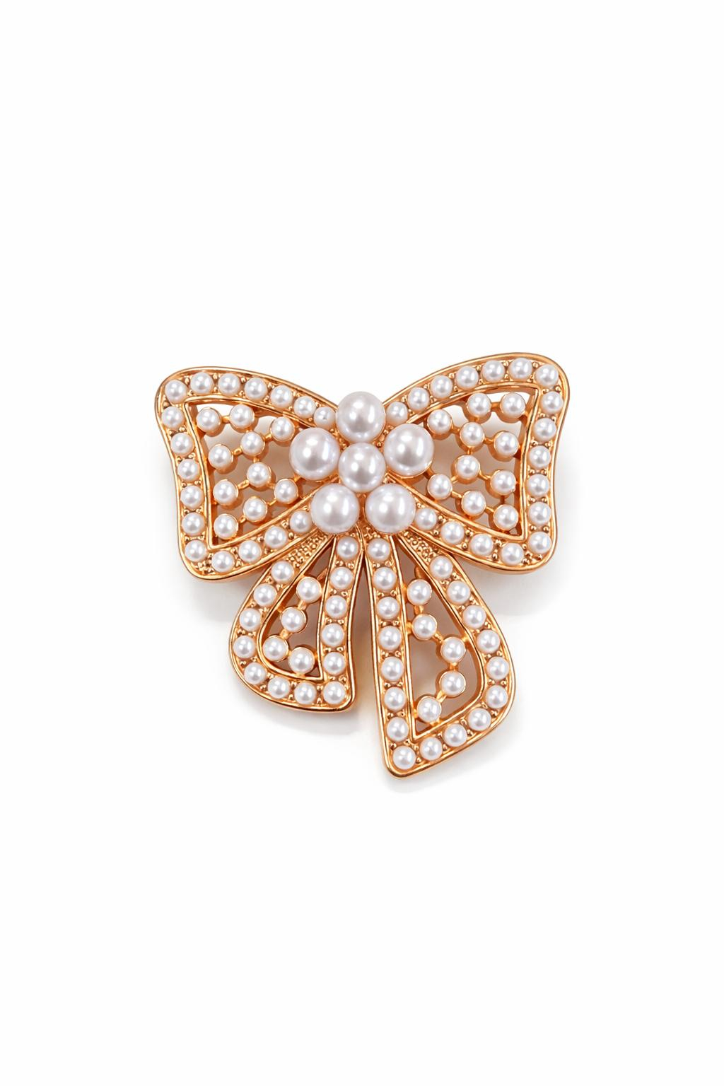 Brosa funda 4x5 cm, finisaj auriu cu perle sau filigran, cadou primavara elegant