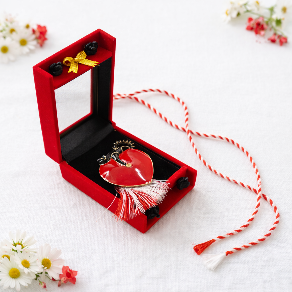 Brosa Inima Martisor cu Pisica Neagra si in Cutie Eleganta [1]