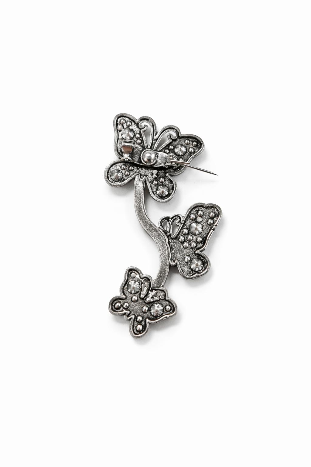 Brosa Martisor 3 Fluturi Multicolor Cristale 5x2cm Argintie Eleganta [3]