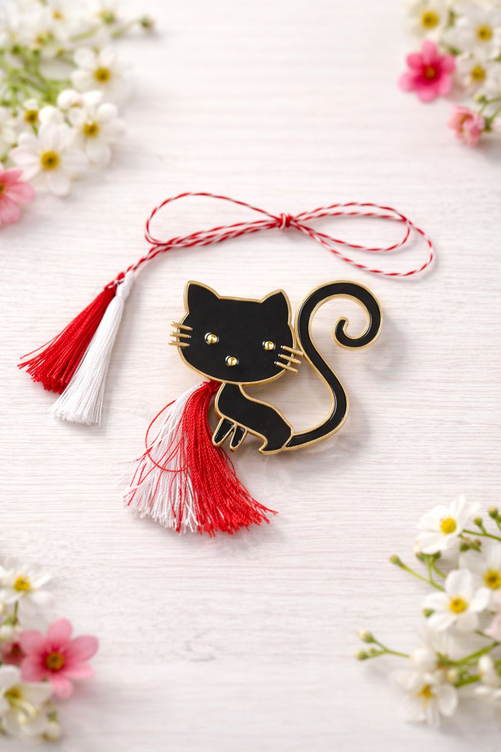 Brosa Martisor 5 cm, Pisica neagra, in cutie 9x9 cm cu fereastra, cadou 1 Martie [1]