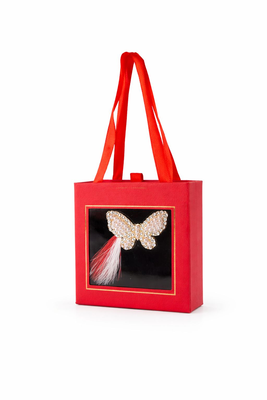 Brosa Martisor 5cm, Fluture pretios, in cutie gentuta 7x7 cm cu fereastra, cadou 1 Martie [2]