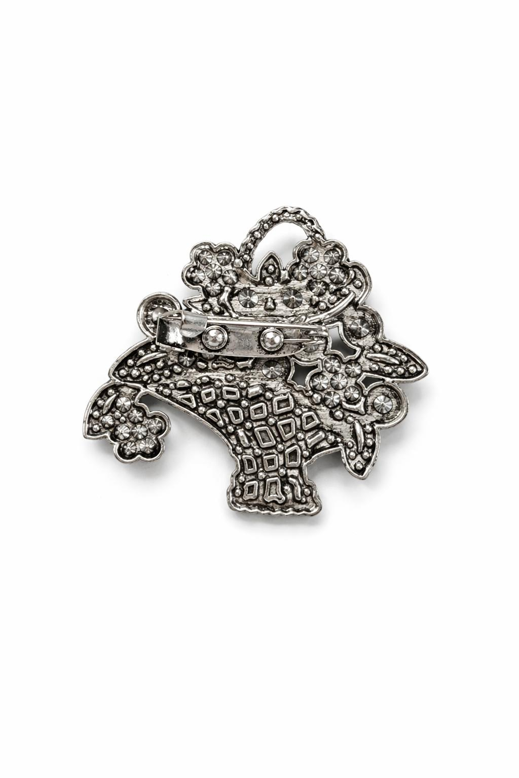 Brosa Martisor Cosulet Flori Multicolore 4x5cm Cristale Strasuri Elegant [1]