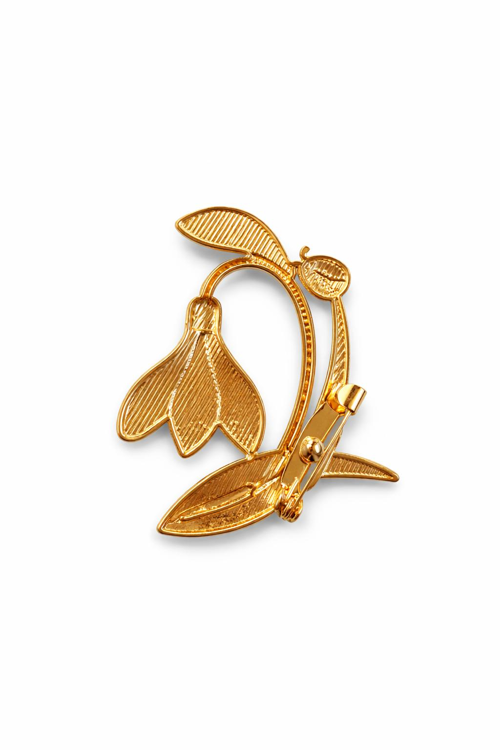 Brosa Martisor Ghiocel Buburuza Noroc 5x4cm Email Auriu Eleganta [2]