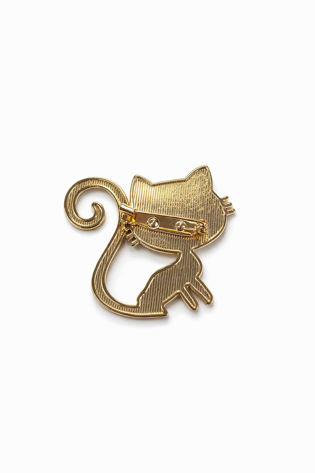 Brosa pisica 4x5 cm, finisaj auriu cu email negru sau textura, cadou primavara jucaus [3]