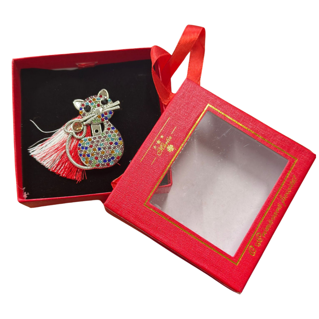 Brosa Pisica Martisor cu Strasuri Colorate in Cutie Eleganta [0]