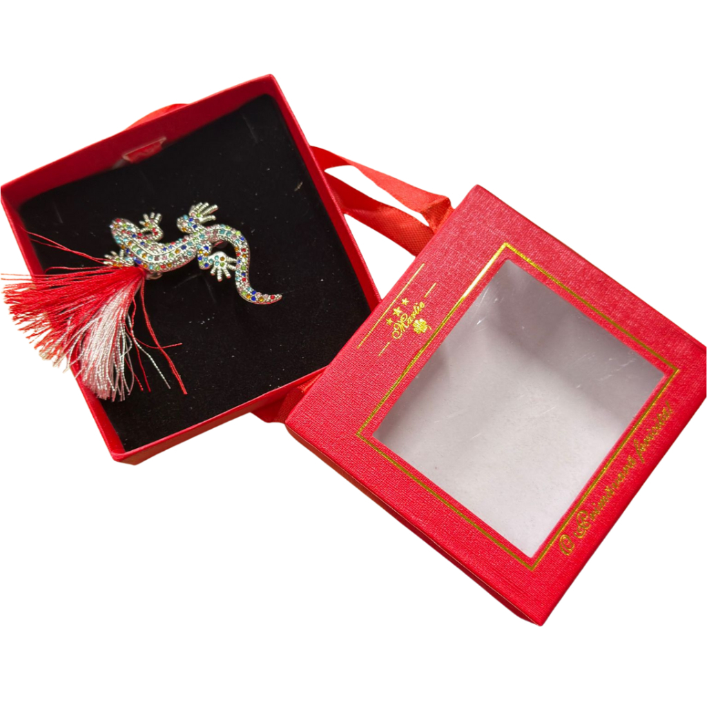 Brosa Soparla Martisor cu Strasuri Multicolore in Cutie Cadou Eleganta [0]