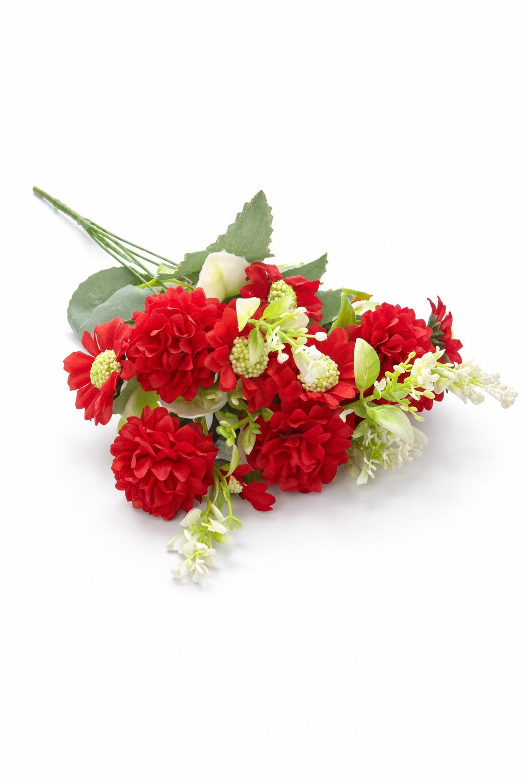 Buchet artificial 25 de crizanteme rosii, 30 cm [1]