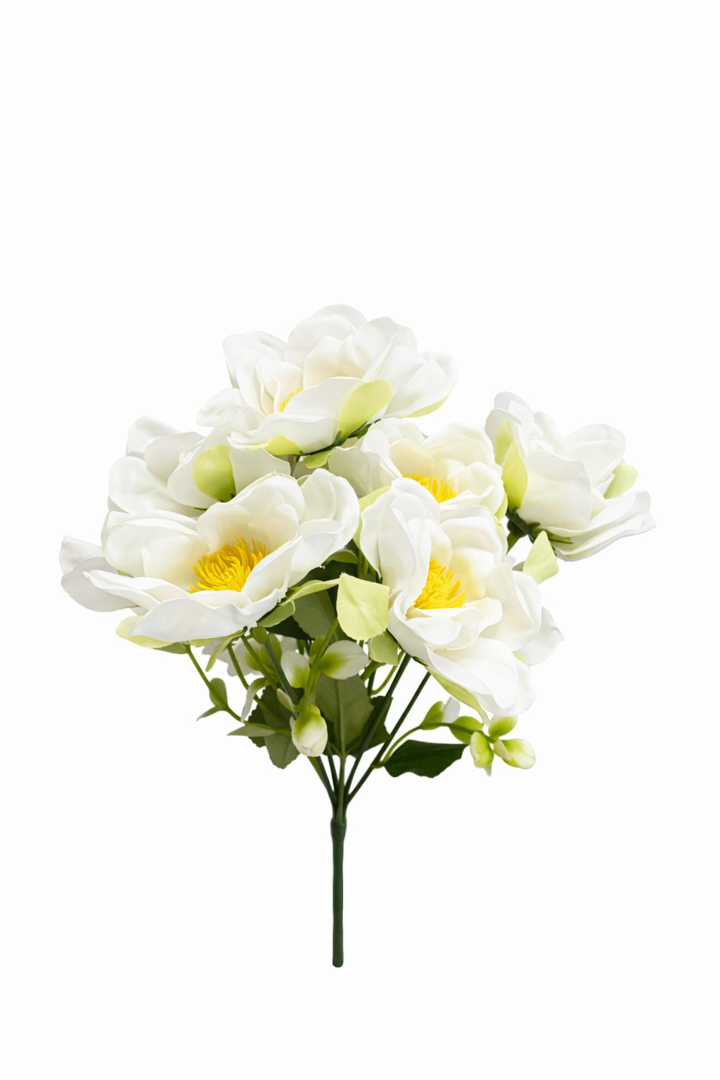 Buchet flori artificiale, 7 Bujori si flori decorative, 30 cm, Alb [0]