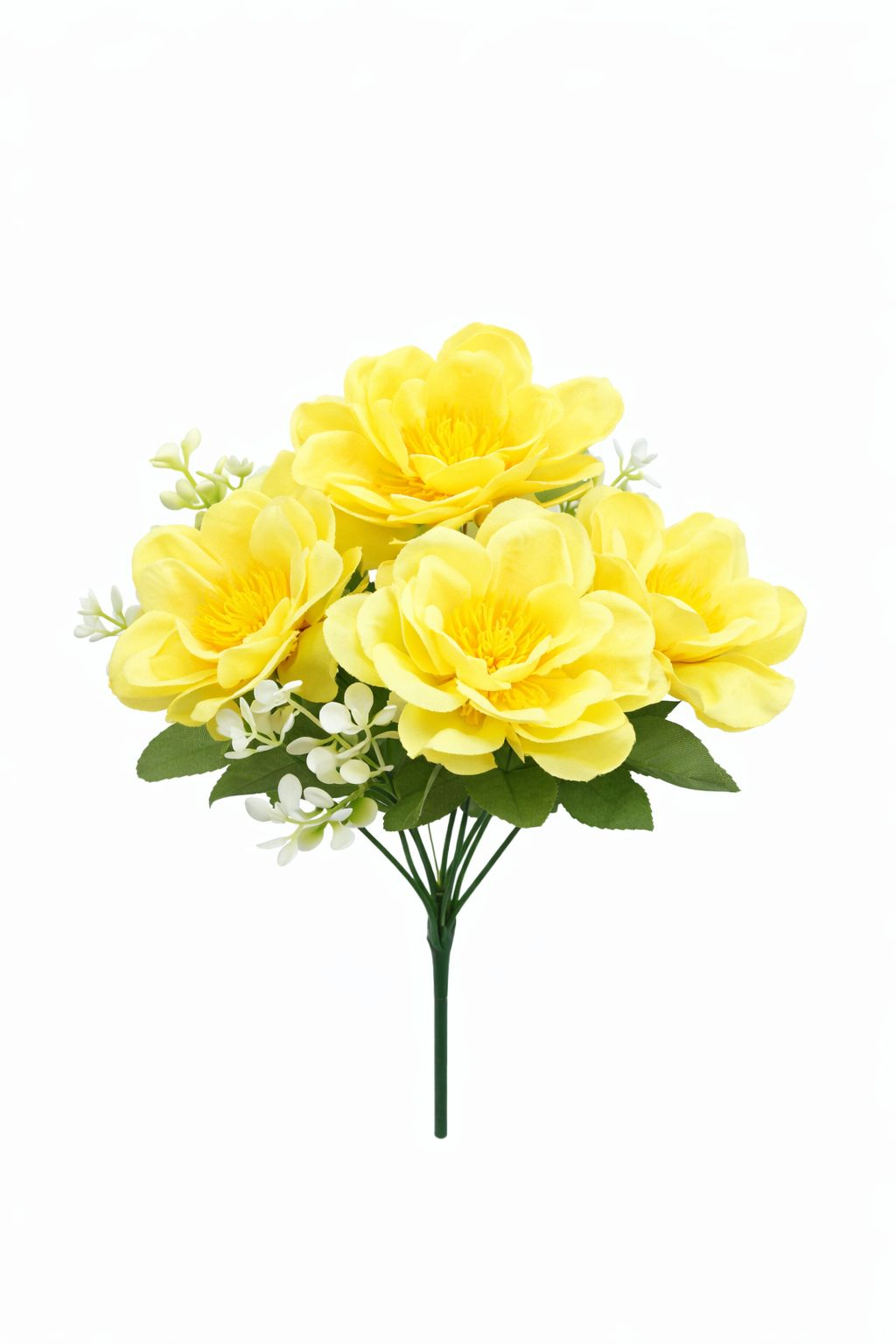 Buchet flori artificiale, 7 Bujori si flori decorative, 30 cm, Galben [0]