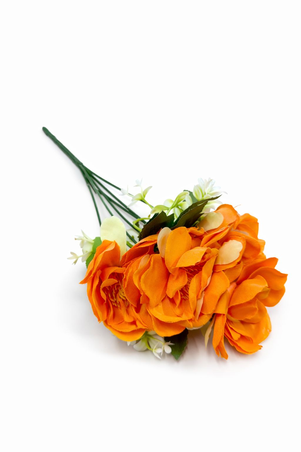 Buchet flori artificiale, 7 Bujori si flori decorative, 30 cm, Portocaliu [2]