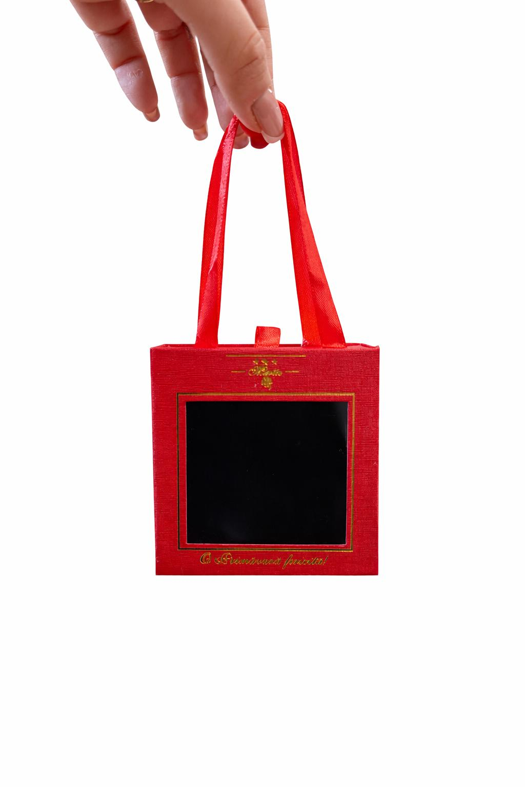 Cutie cadou pentru marisor sau bijuterii, cu manere si fereastra, 9x9x3 cm, Rosu [2]