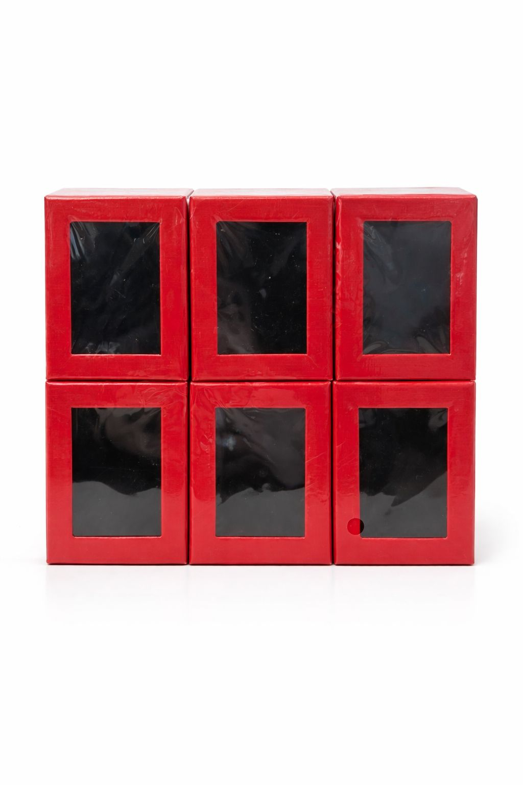 Cutie carton rosie cu fereastra 6.5x8x2.5 cm, interior negru, pentru martisor sau bijuterii [1]