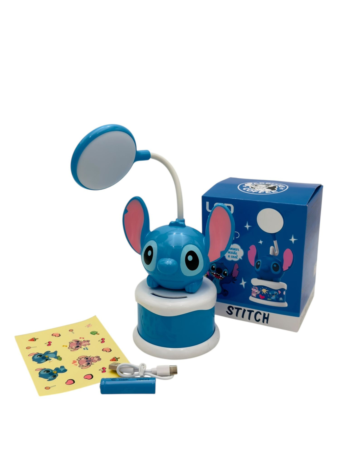 Lampa LED de Birou Animalut Nazdravan Albastru - Design Parodie Logo Cafea Veioza