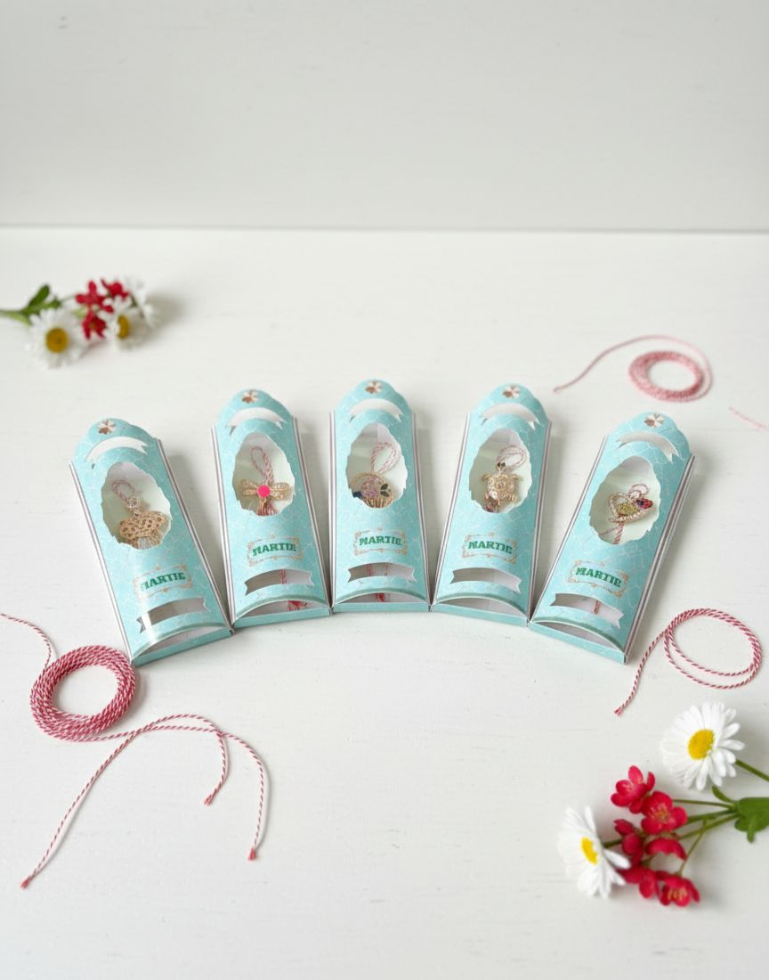 Set 10 Martisoare Elegante, diverse modele, Ambalaj bleu premium