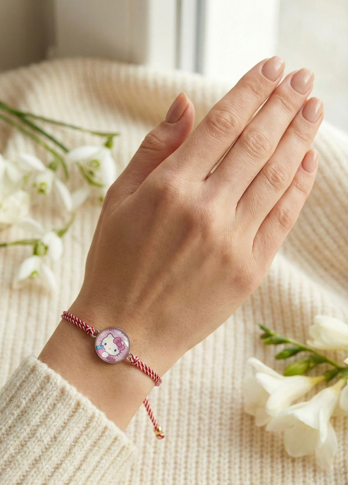 Set 12 bratari Martisor reglabile, Hello Kitty, Cadou 1 Martie copii [2]