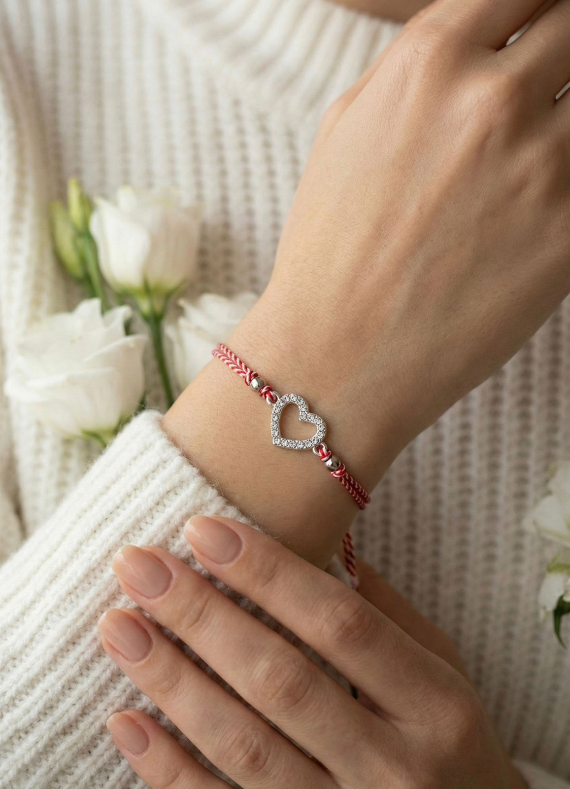 Set 12 bratari Martisor reglabile, Inima argintie cu cristale, Cadou 1 Martie [2]