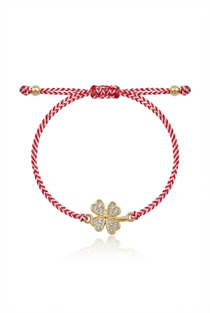 Set 12 bratari Martisor reglabile, Trifoi cu cristale, Cadou 1 Martie [1]