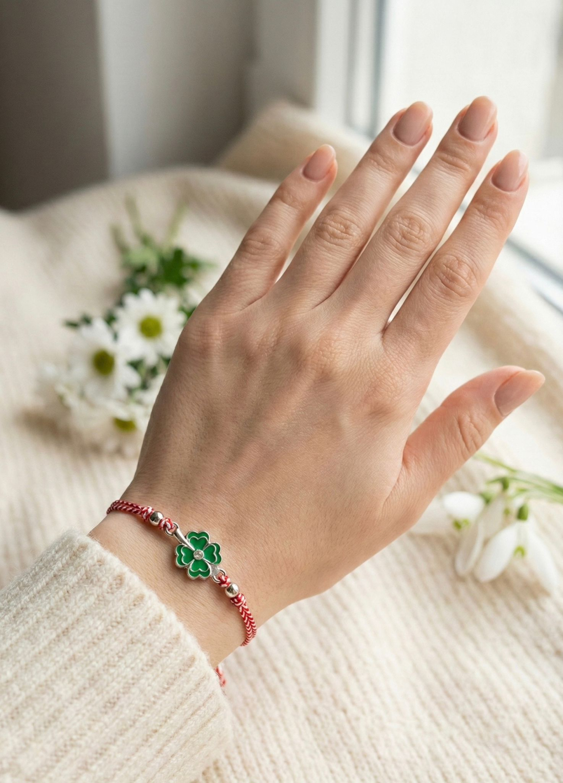 Set 12 bratari Martisor reglabile, Trifoi verde cu cristal, Cadou 1 Martie [1]