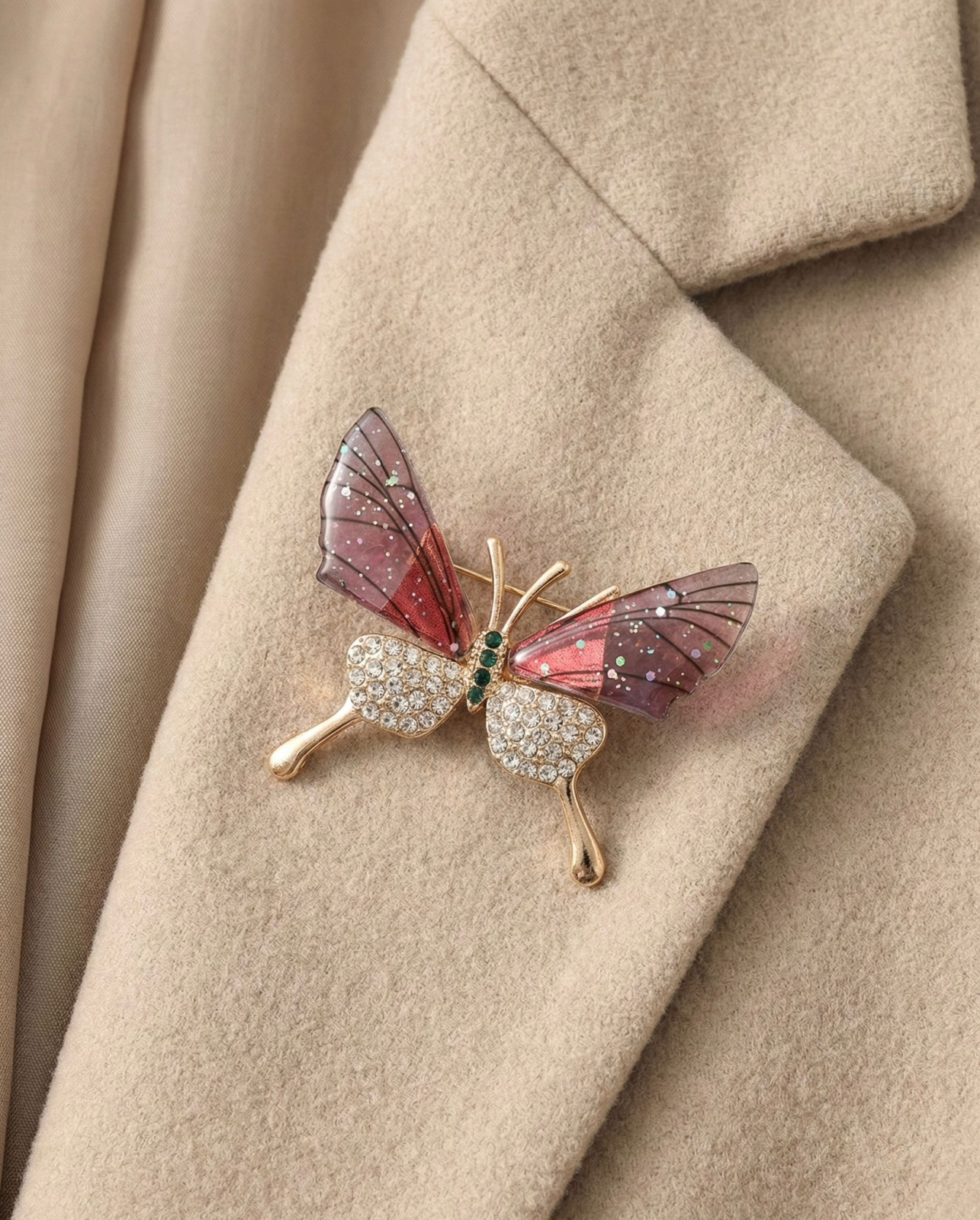 Set 12 brose Martisor, 5 cm, Fluturi cu cristale, Cadou 1 Martie [1]