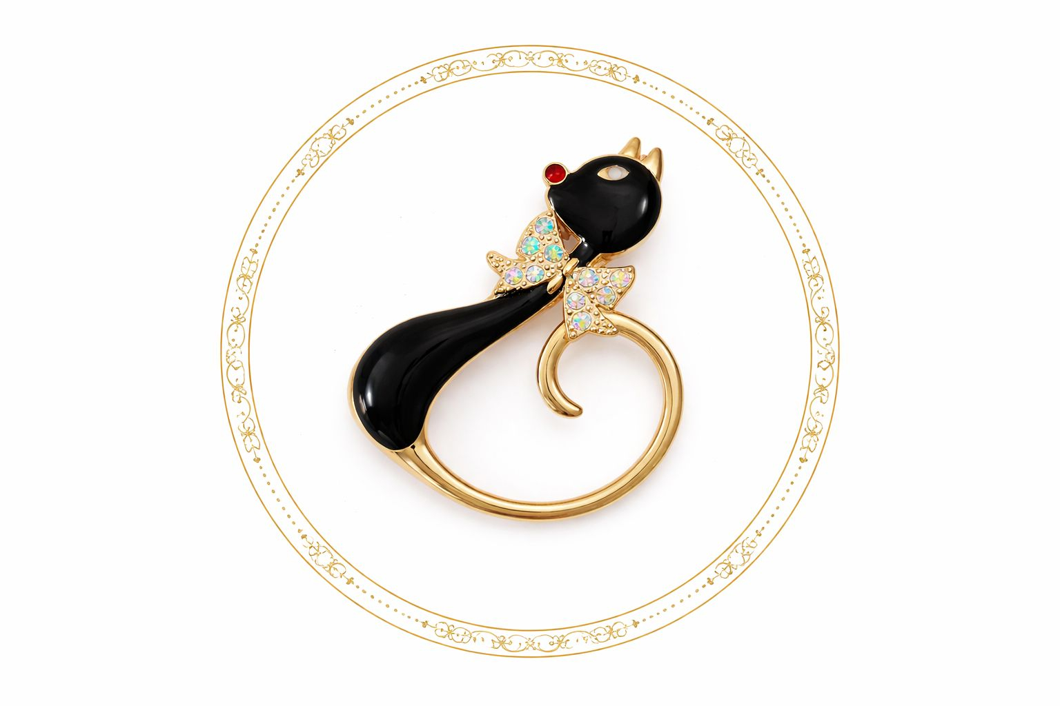 Set 12 brose Martisor, 5 cm, Pisica alb / negru, Cadou 1 Martie [1]