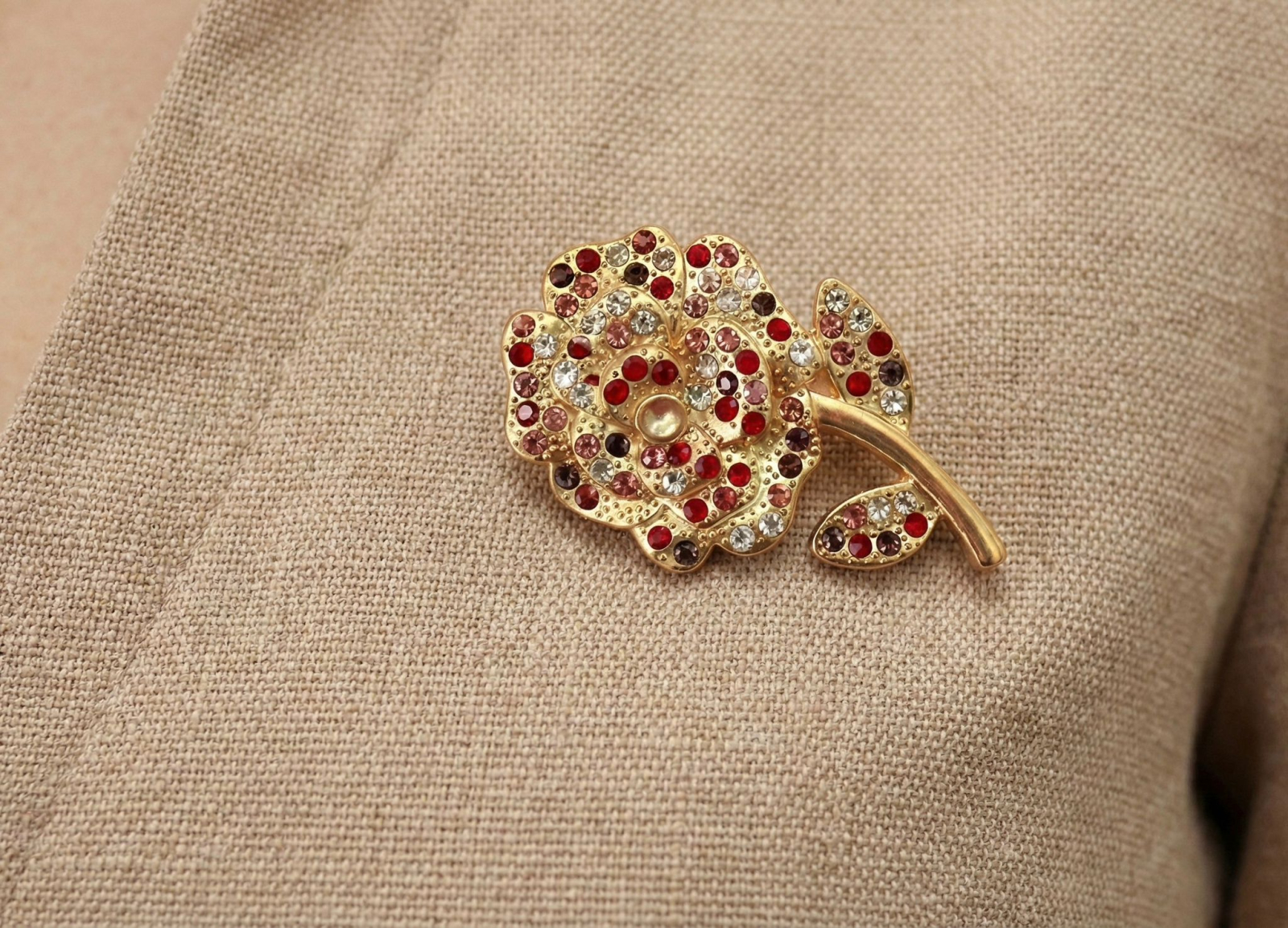 Set 12 brose Martisor, 5 cm, Trandafir cu cristale, Cadou 1 Martie [2]