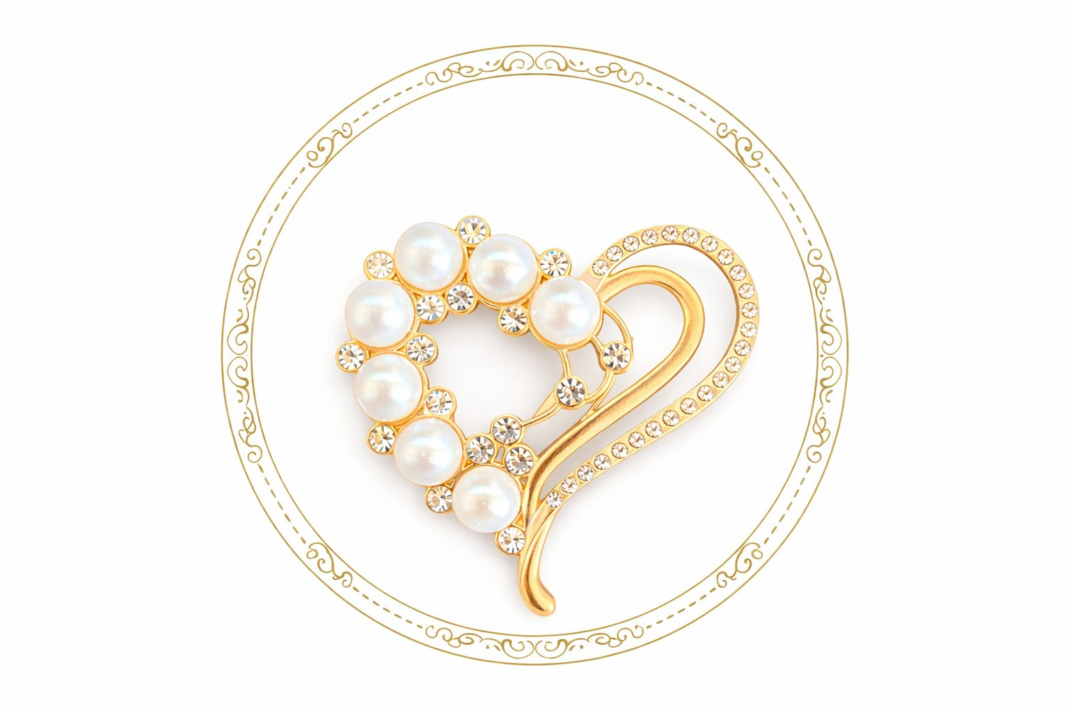 Set 12 Brose Martisor, 5cm, Inima cu perle si cristale, Cadou 1 Martie [1]