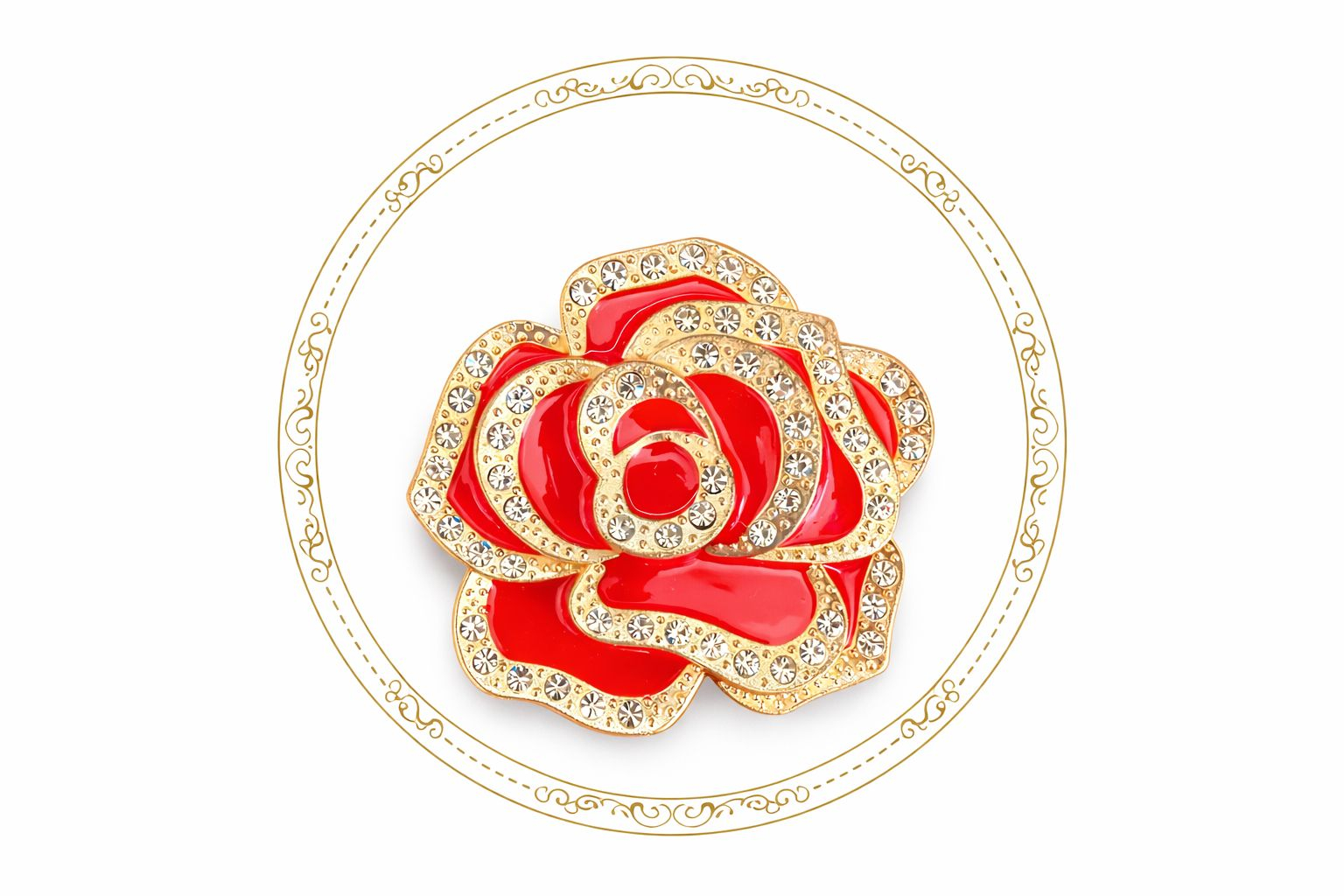 Set 12 Brose Martisor, 5cm, Trandafir cu cristale, Cadou 1 Martie [1]