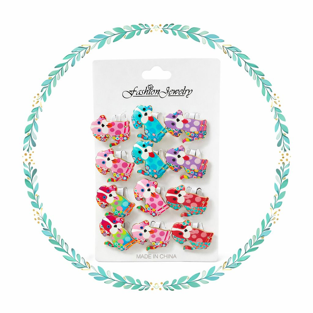 Set 12 brose martisor catei colorati, modele vesele, 15x9cm [1]