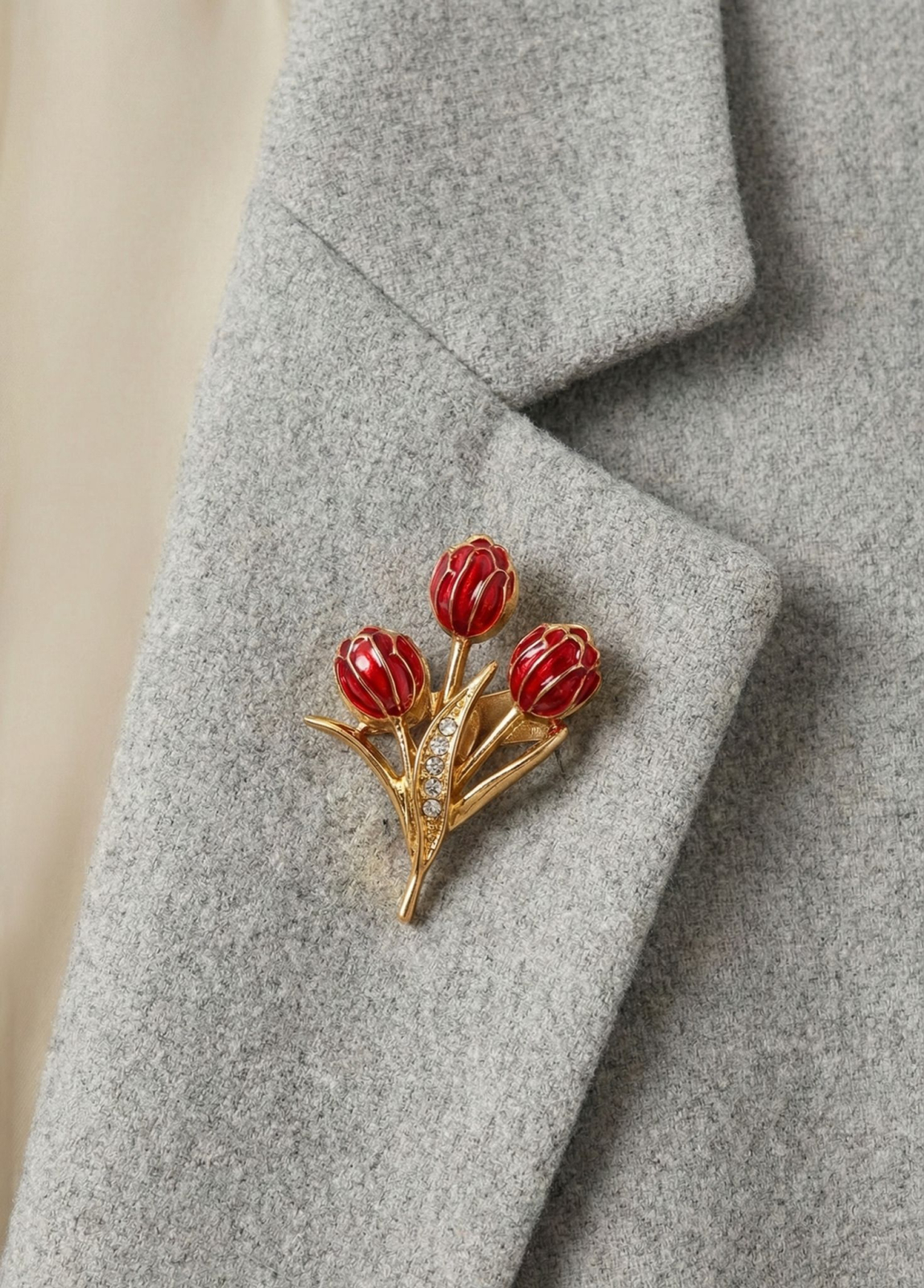 Set 12 brose Martisor pe carton prezentare, 17x10 cm, Cadou 1 Martie, Buchet lalele, diverse culori [2]