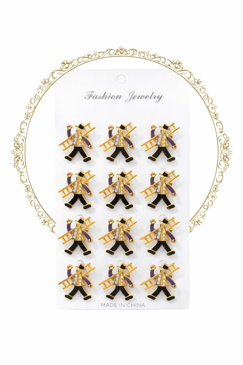 Set 12 brose Martisor pe carton prezentare, 17x10 cm, Cadou 1 Martie, Cosar cu scara [1]