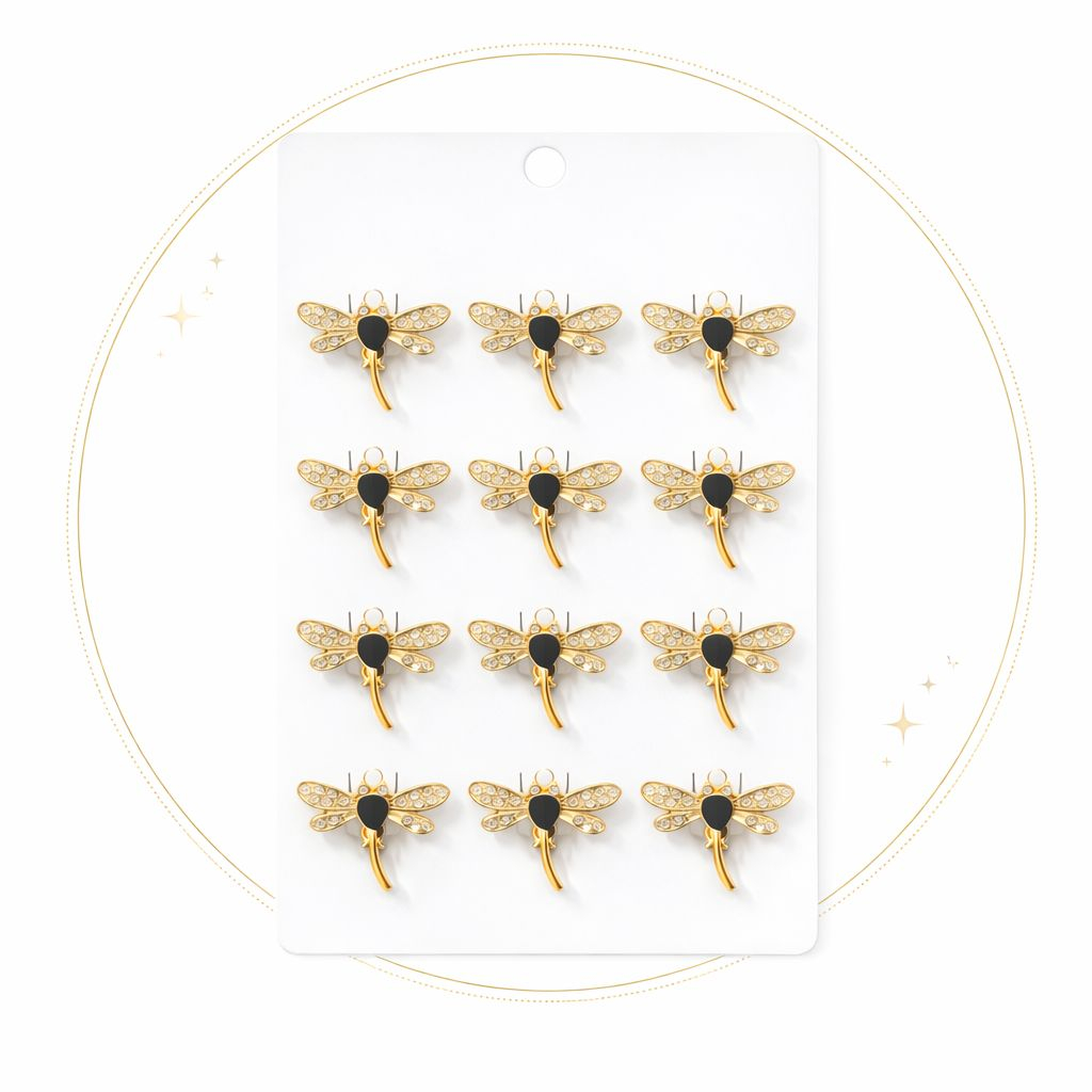 Set 12 brose Martisor pe carton prezentare, 17x10 cm, Cadou 1 Martie, Libelula delicata [1]