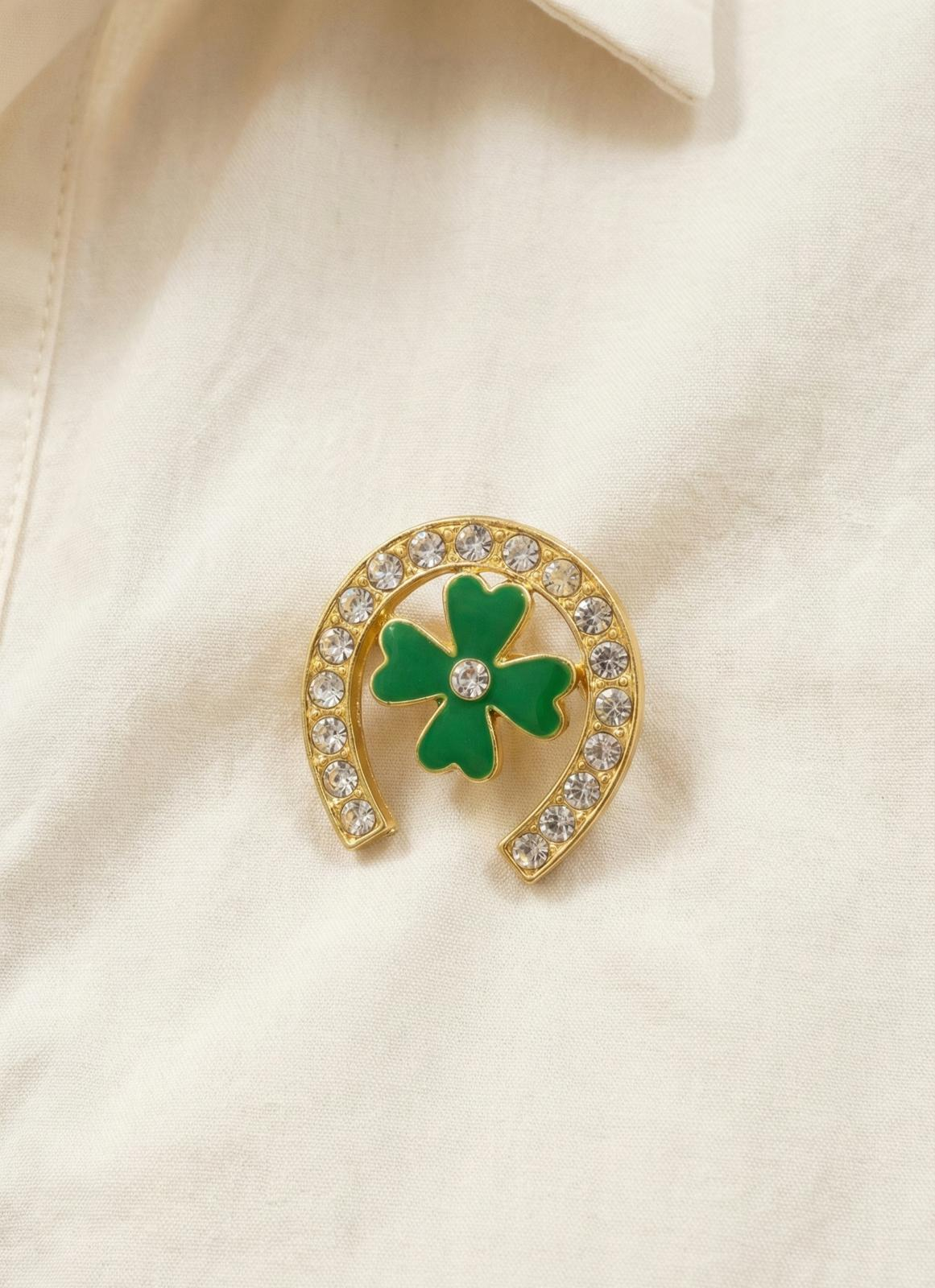 Set 12 brose Martisor pe carton prezentare, 17x10 cm, Cadou 1 Martie, Potcoava cu trifoi [2]