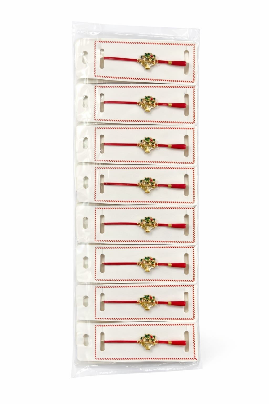 Set 24 bratari martisor 12x3 cm snur rosu cu charm cos festiv, cadou primavara [3]