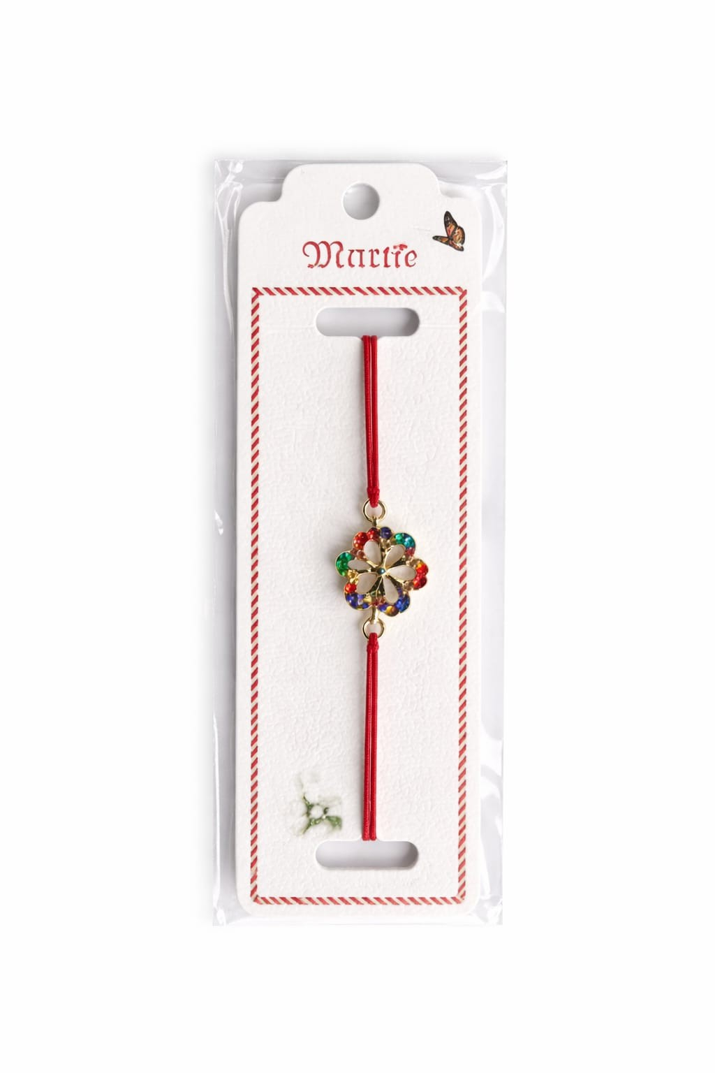 Set 24 bratari martisor 12x3 cm snur rosu cu charm floare colorata, cadou primavara [0]