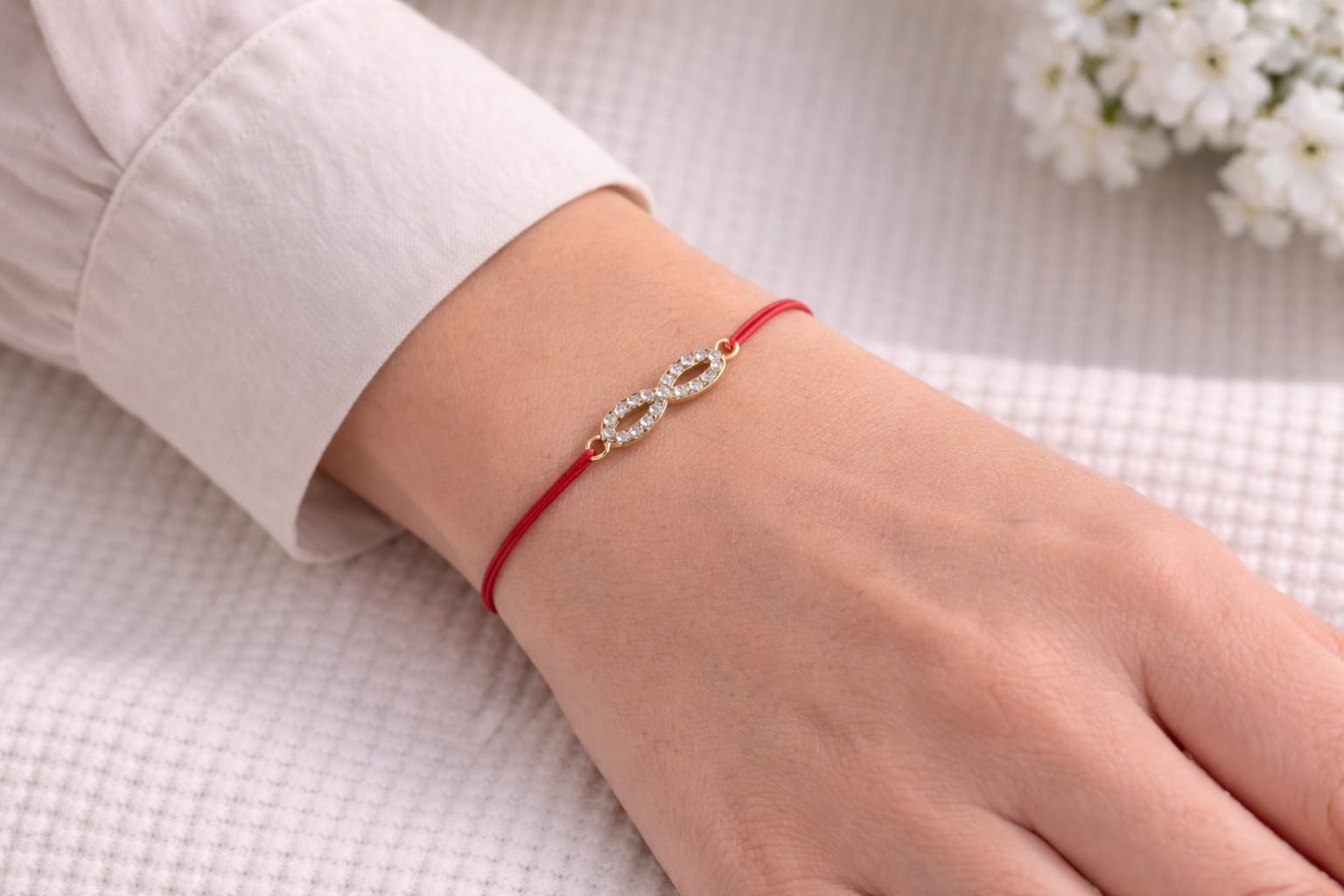 Set 24 bratari martisor 12x3 cm snur rosu cu charm infinit, cadou primavara [1]