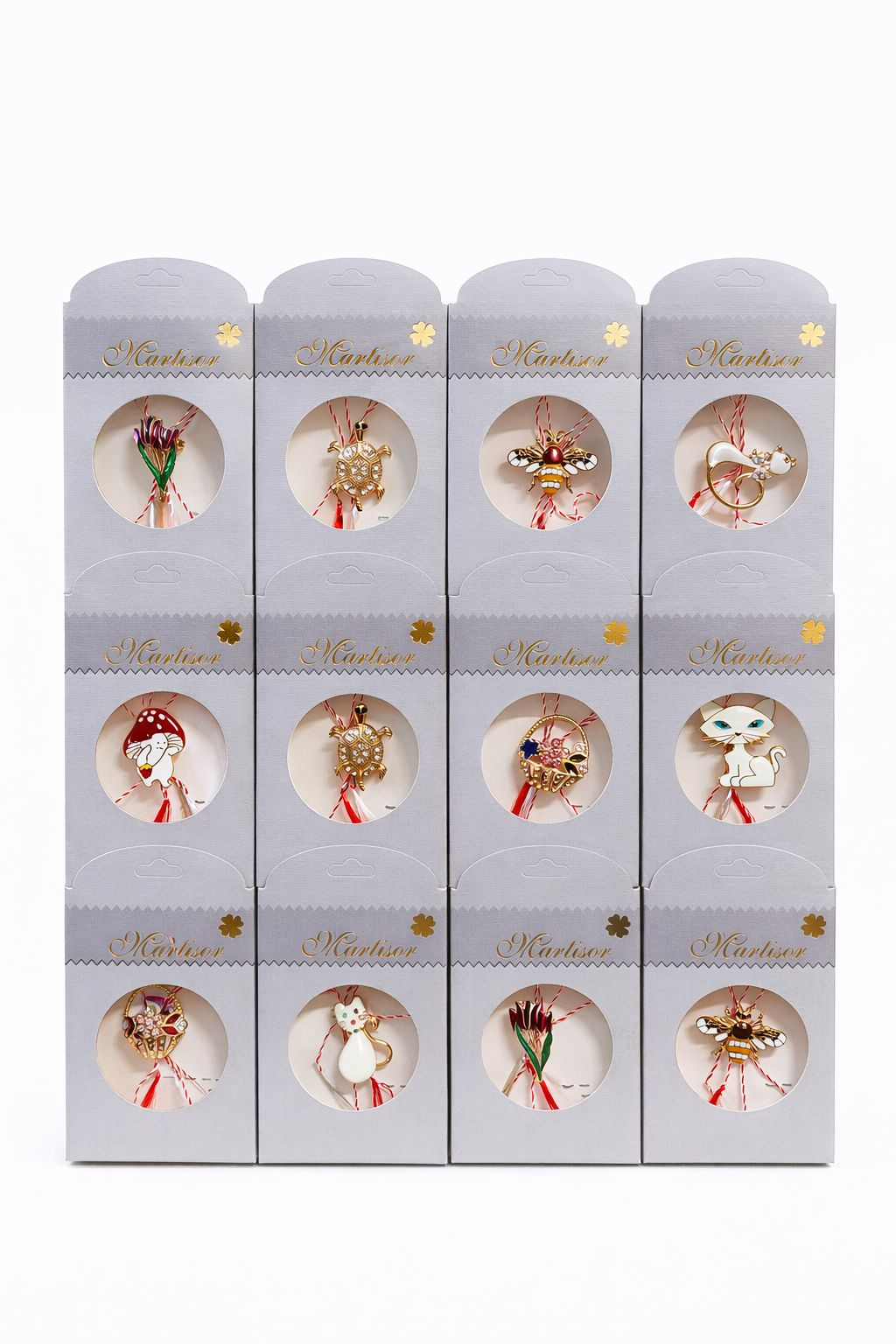 Set 24 Brose Martisor, 11x6 cm, modele mixte, Cadou 1 Martie Femei, Ambalate individual [1]