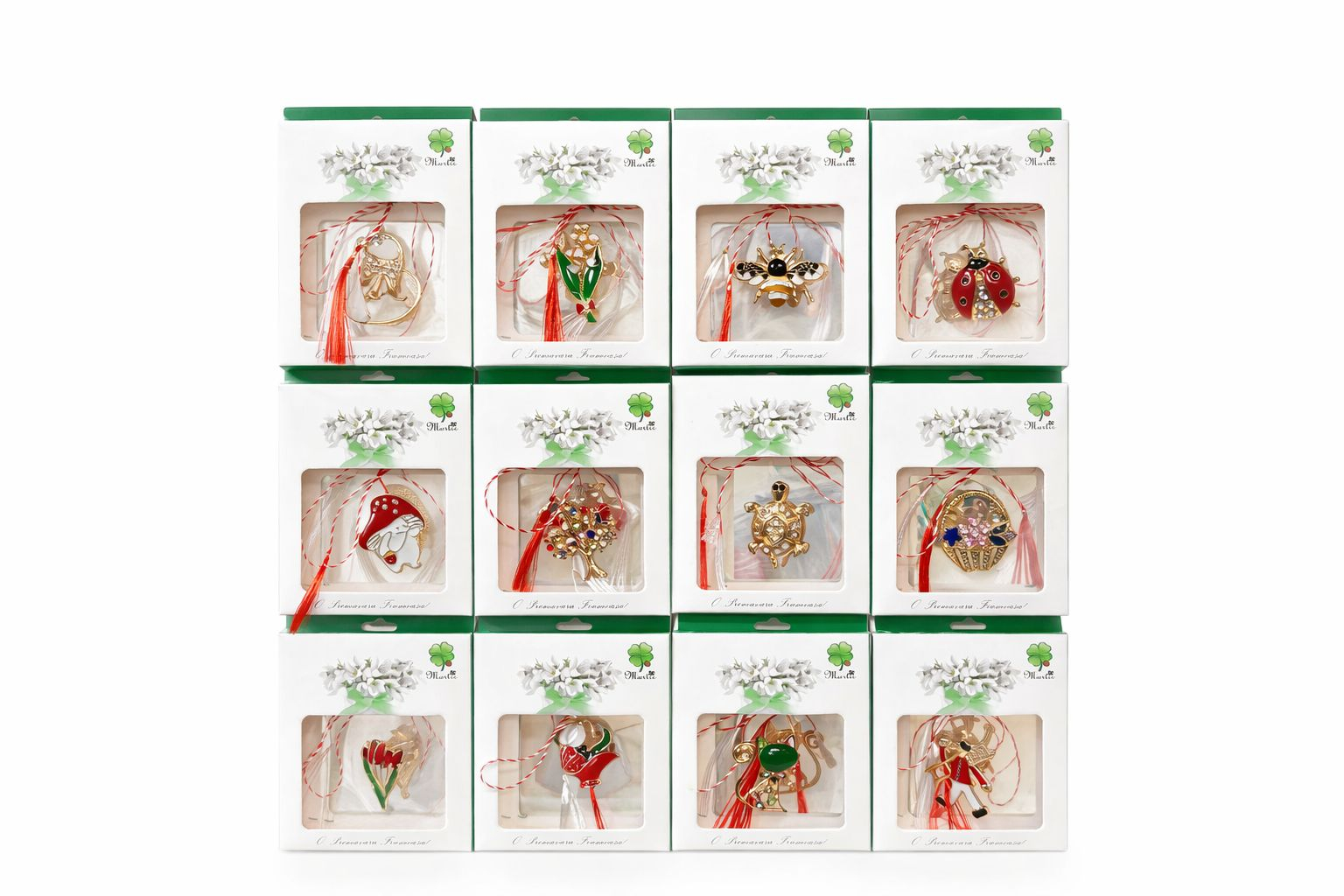 Set 24 Brose Martisor, 8x6 cm, modele mixte, Cadou 1 Martie Femei, Ambalate individual [1]