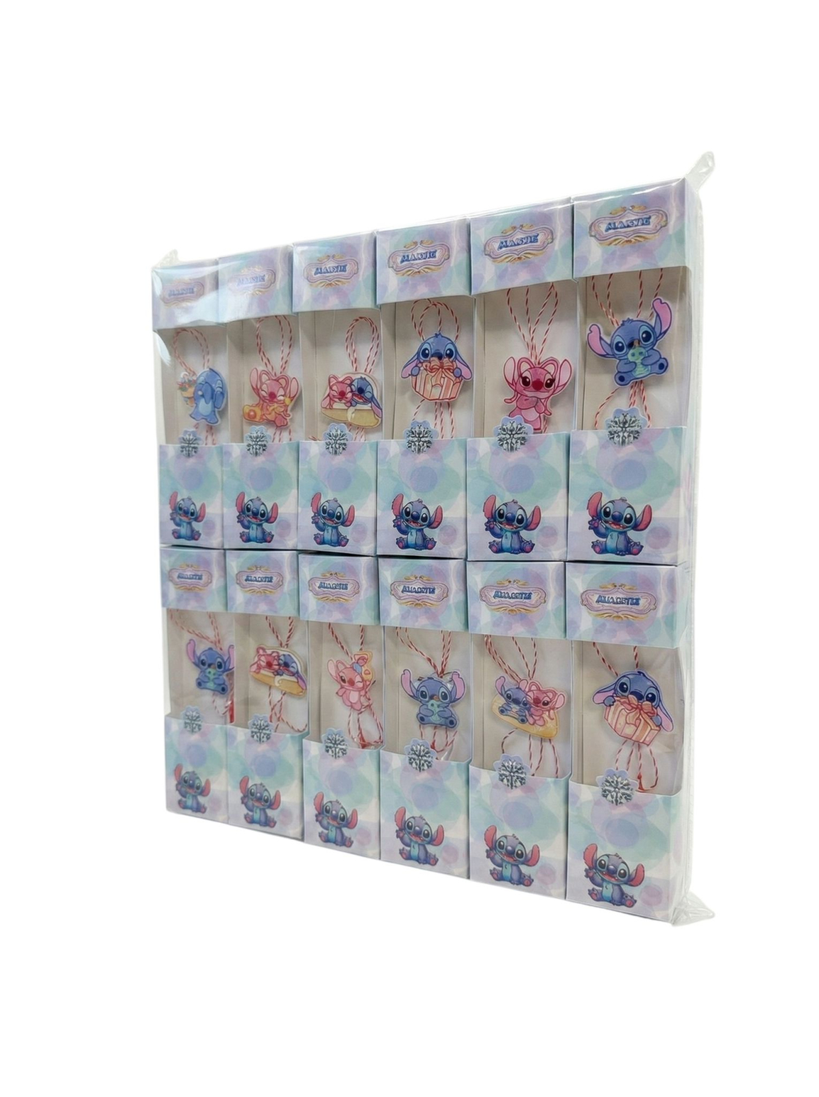 Set 24 Martisoare Cauciuc pentru copii, 13x4 cm, personaj animat Stich, Albastru / Roz [1]