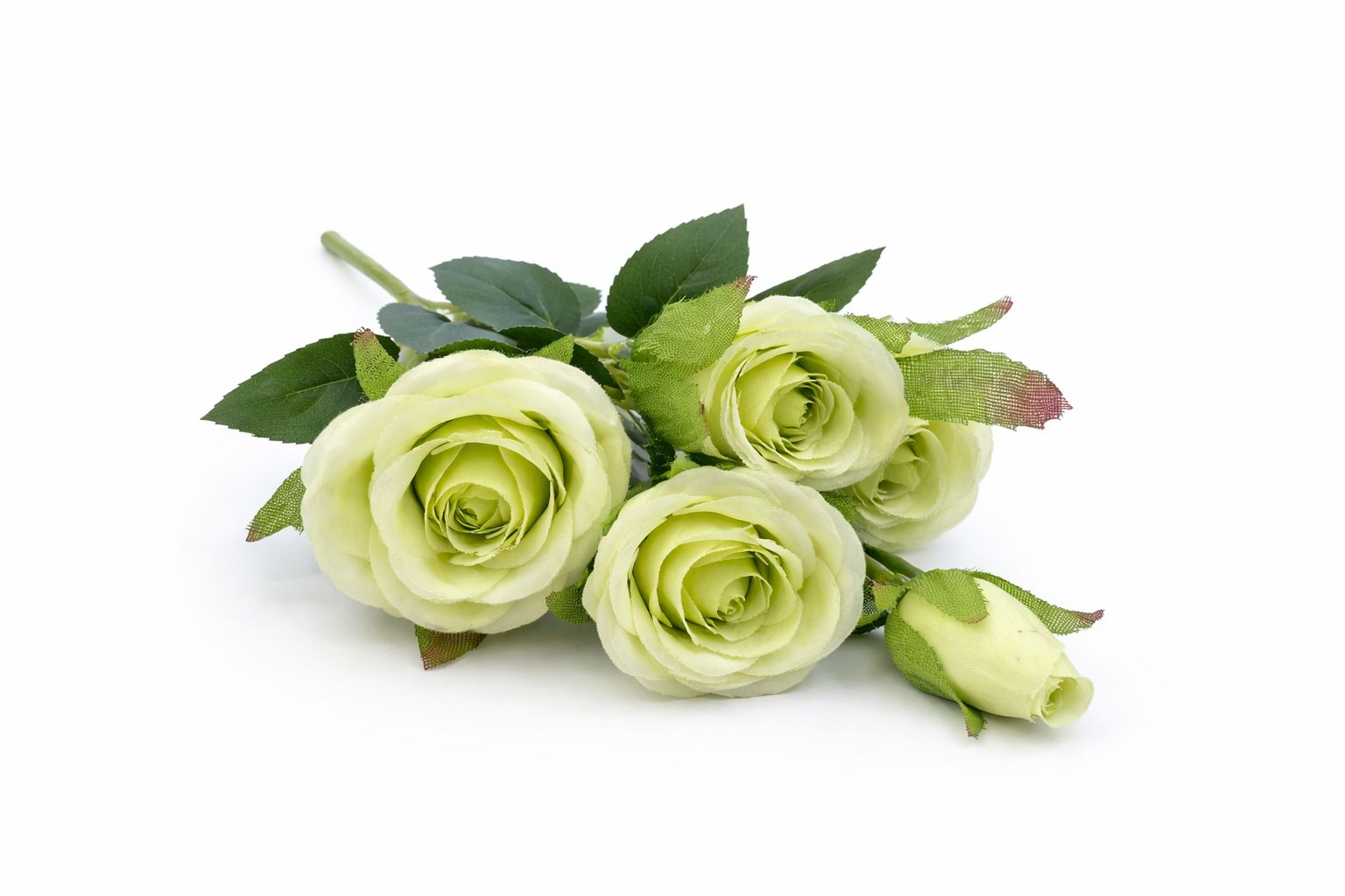 Set 3 trandafiri si 2 boboci verde deschis, decorativi, artificiali, 45 de cm [1]