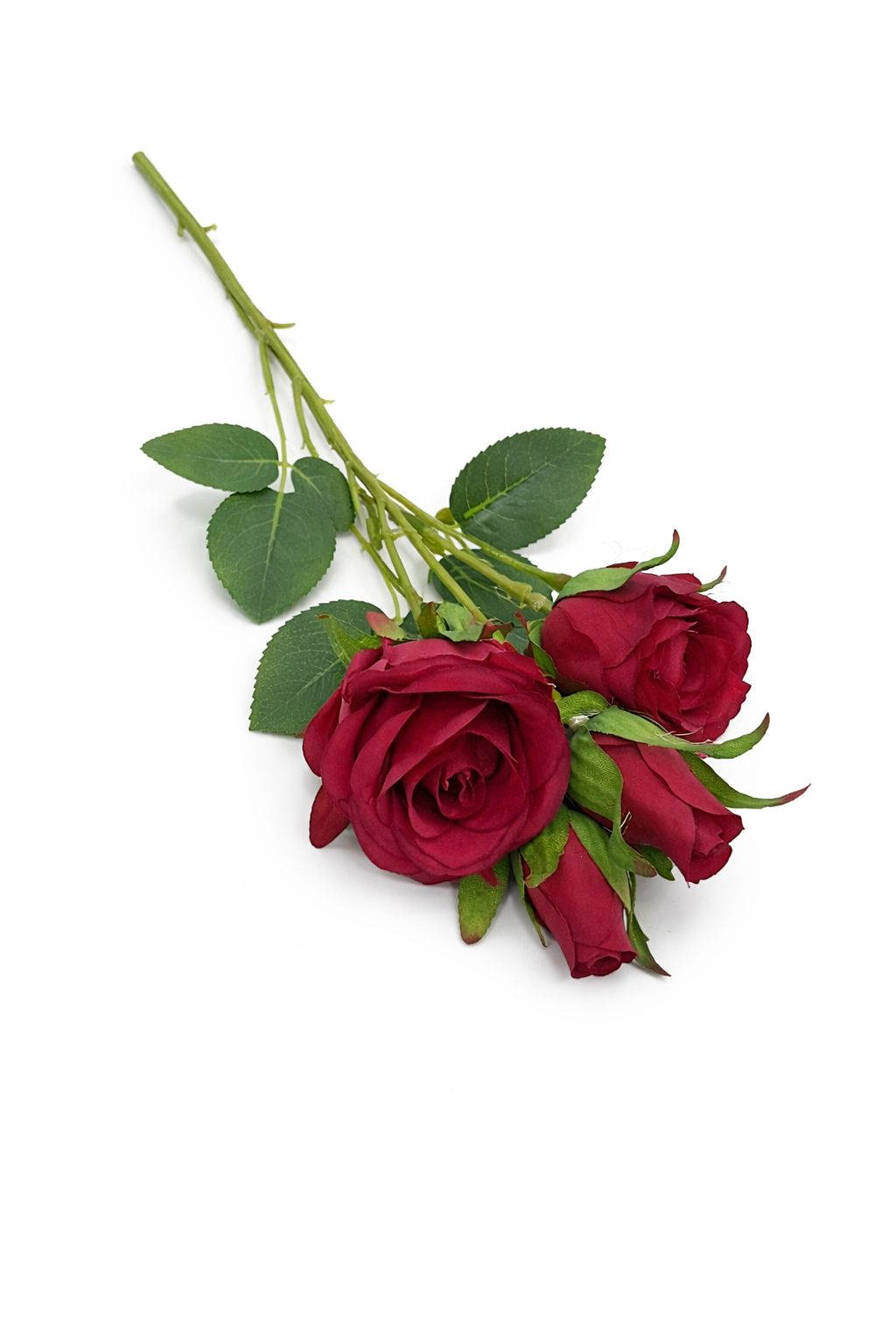 Set 3 trandafiri si 2 boboci rosii decorativi artificiali, 45 de cm [2]