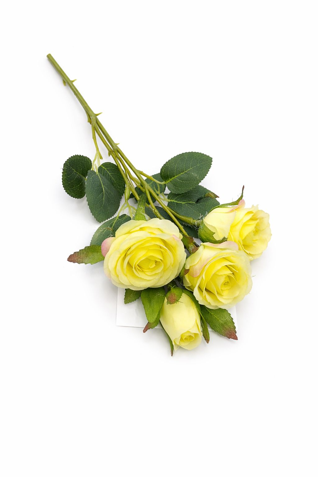 Set 3 trandafiri si 2 boboci galbeni, decorativi artificiali, 45 de cm [2]