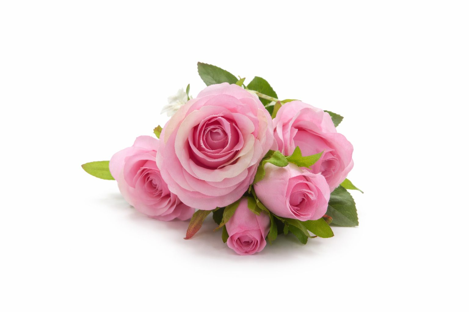 Set 3 trandafiri si 2 boboci roz pudrat, decorativi artificiali, 45 de cm [2]