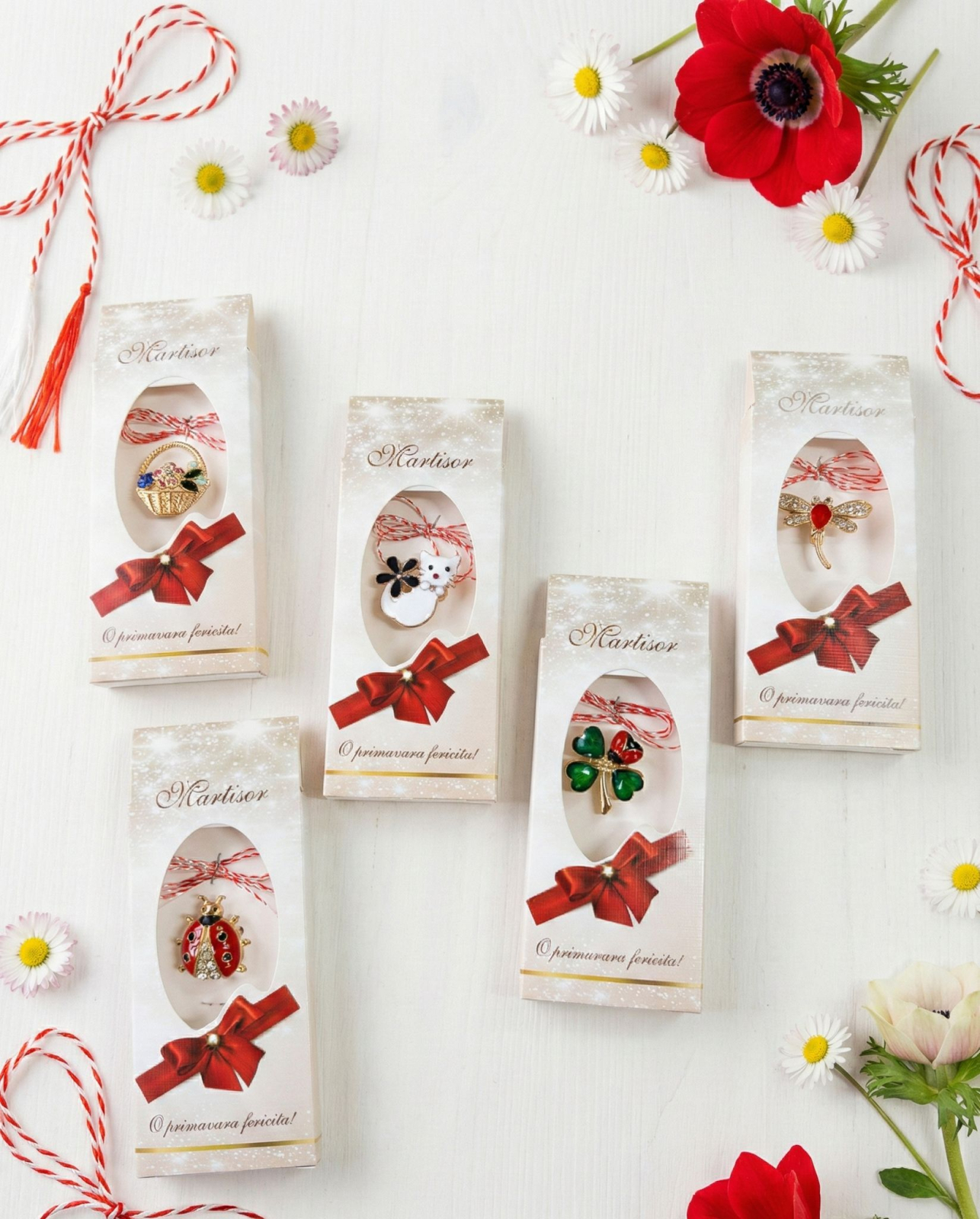 Set 20 brose martisor modele combinate, ambalaj individual