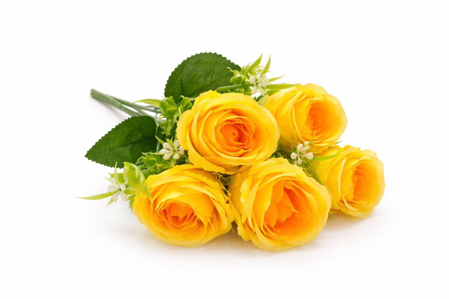 Set 5 trandafiri galben intens, decorativi artificiali, 30 de cm [2]