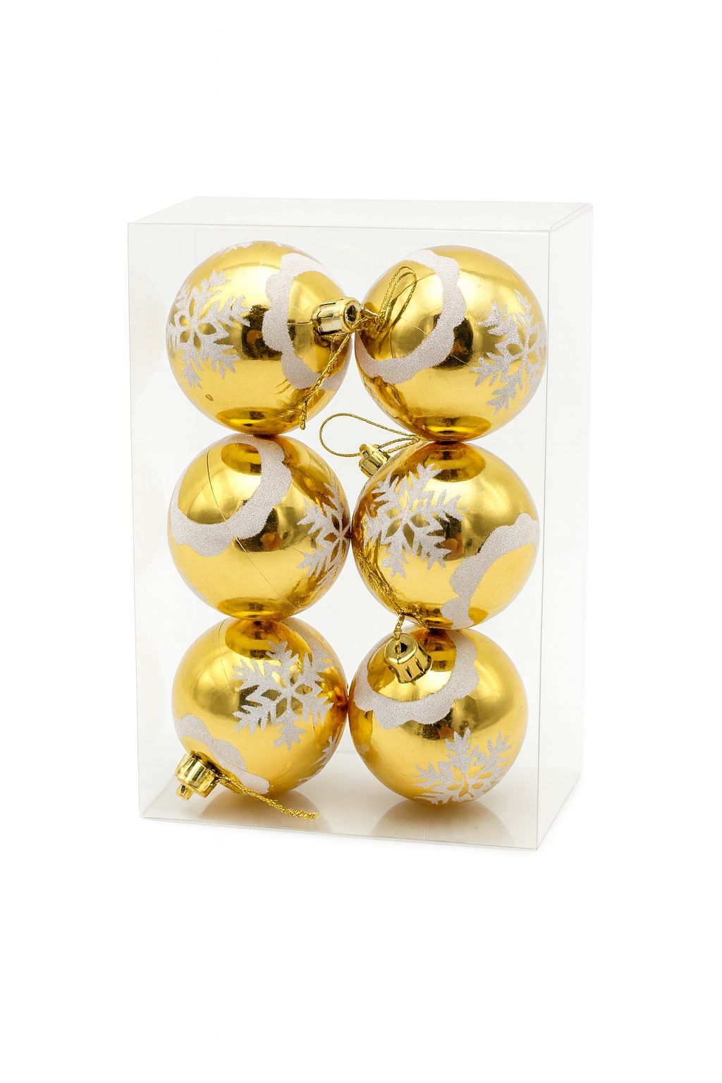 Set 6 Globuri Craciun Auriu pentru Brad - Finisaj Lucios si Detalii Sclipici Elegante