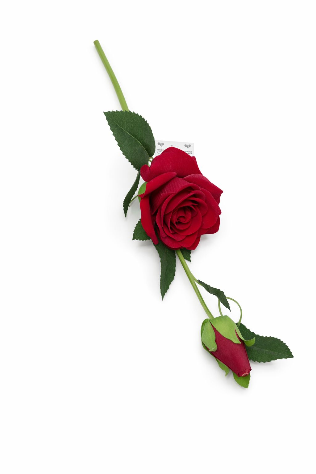 Trandafir artificial, 45 cm, Fir cu boboc, Bordo [1]