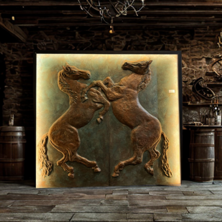 Handmade - Basorelief din ipsos cu efect de aramă