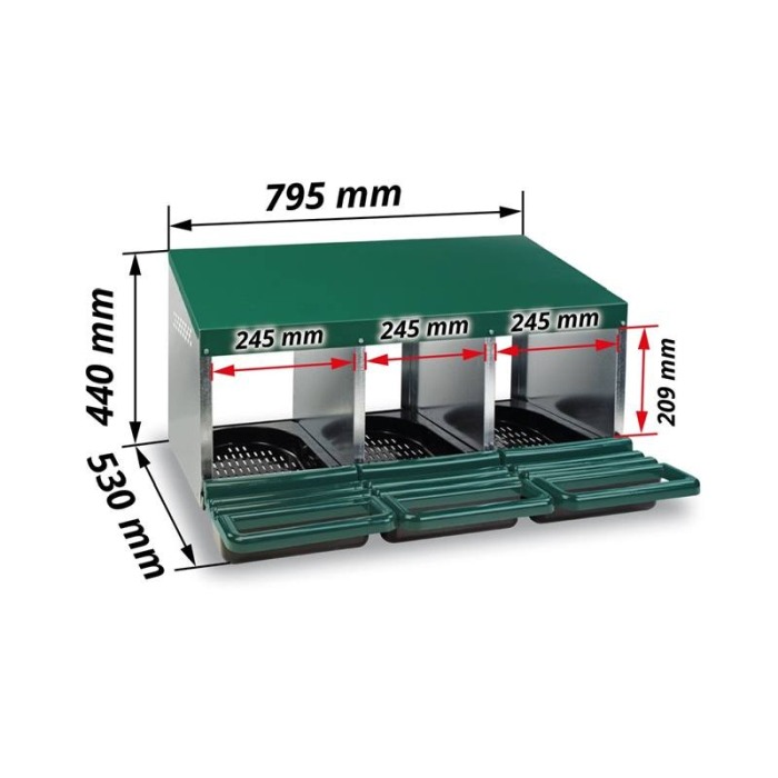 Cuibar cu trei locuri din metal petru păsări, cu sertare plastic [3]